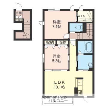 アリュールⅠ(2LDK/2階)の間取り写真