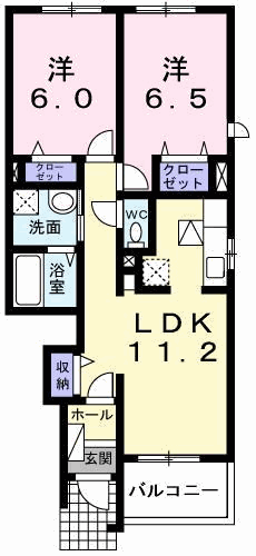 フィオーレⅡ(2LDK/1階)の間取り写真