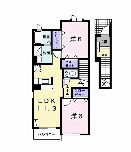 ブライド・ハウスB(2LDK/2階)の間取り写真