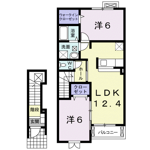 フォレストⅥ(2LDK/2階)の間取り写真