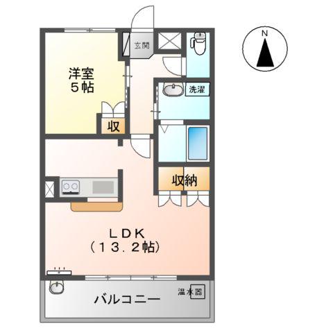 BELLCREST(1LDK/2階)の間取り写真
