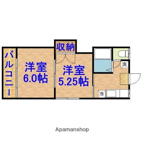 ハニーハイツ(2K/2階)の間取り写真