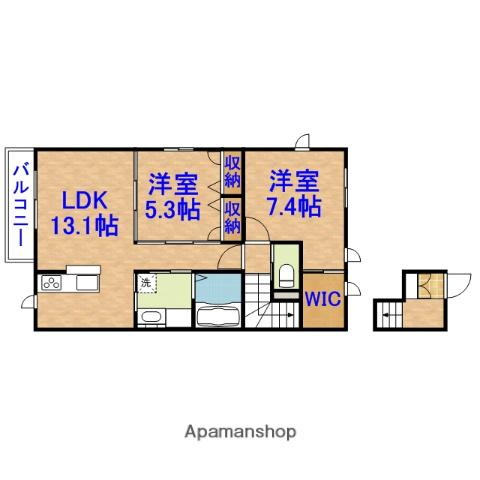 オアシスA棟(2LDK/2階)の間取り写真