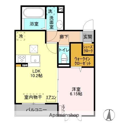 LA CRECE W棟(1LDK/1階)の間取り写真