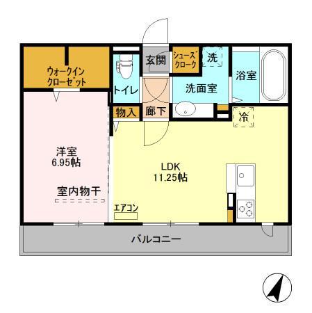京成電鉄千原線 千葉寺駅 徒歩5分 3階建 築8年(1LDK/3階)の間取り写真