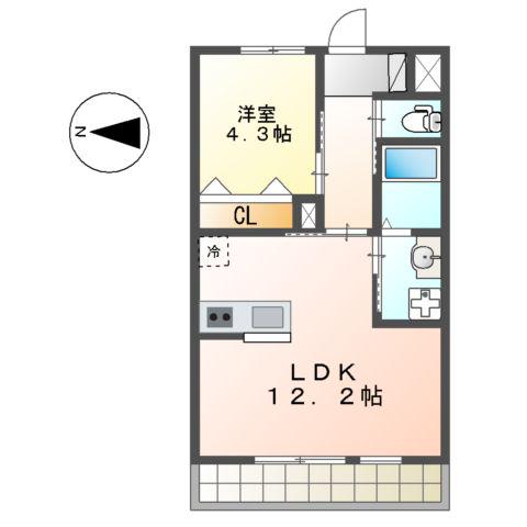 プランシュ(1LDK/2階)の間取り写真