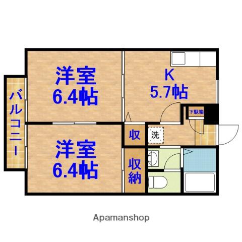 ウィステリアC棟(2K/1階)の間取り写真