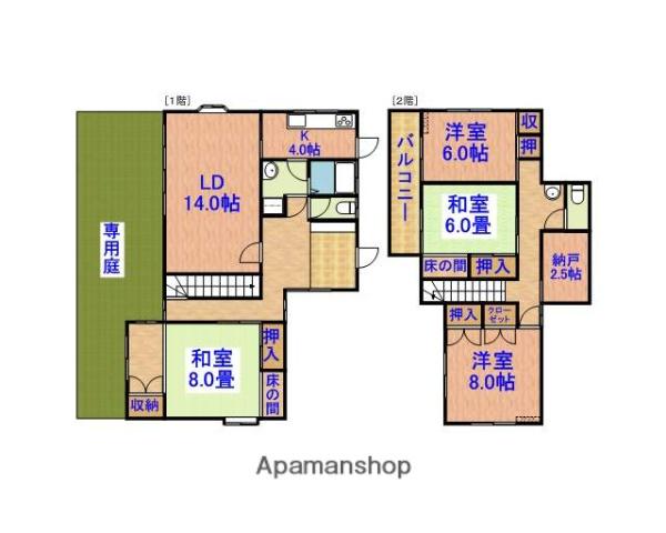 外房線 誉田駅 徒歩34分 2階建 築39年(4LDK)の間取り写真