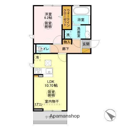 ハイツ・MOKO(1LDK/1階)の間取り写真