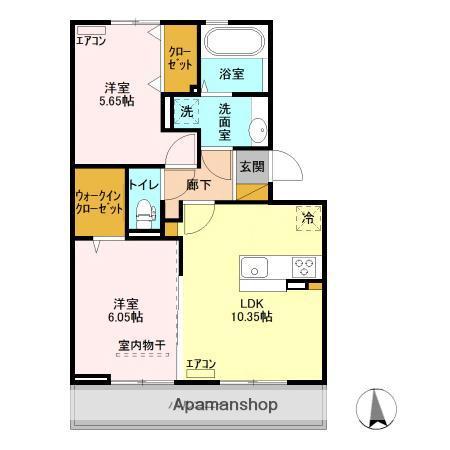 オーフィングⅡ(2LDK/2階)の間取り写真