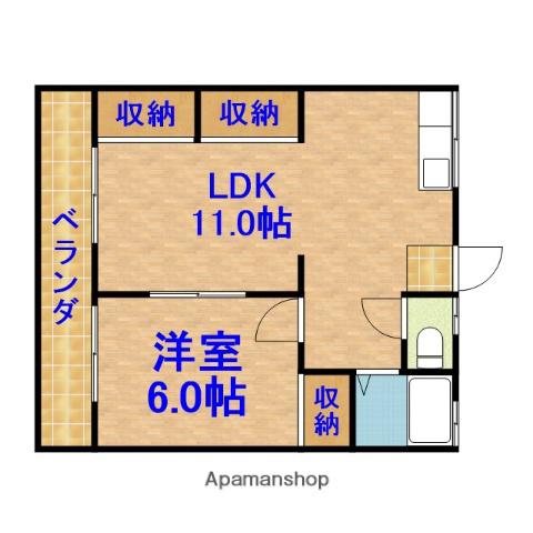 聖ハイツ第1(1LDK/2階)の間取り写真
