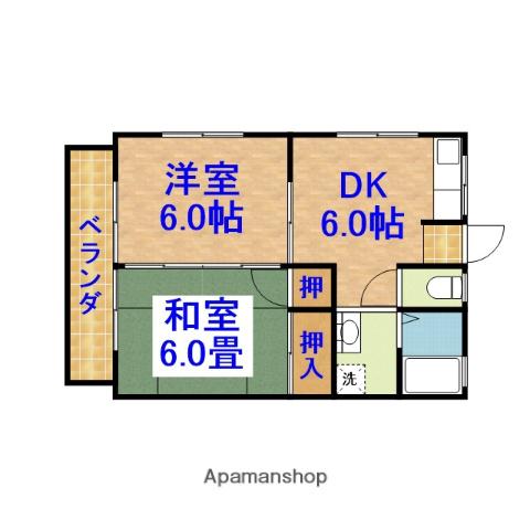 ミヨシコーポA棟(2DK/2階)の間取り写真