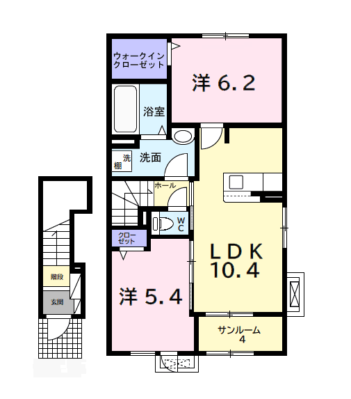 エスポワール(2LDK/2階)の間取り写真