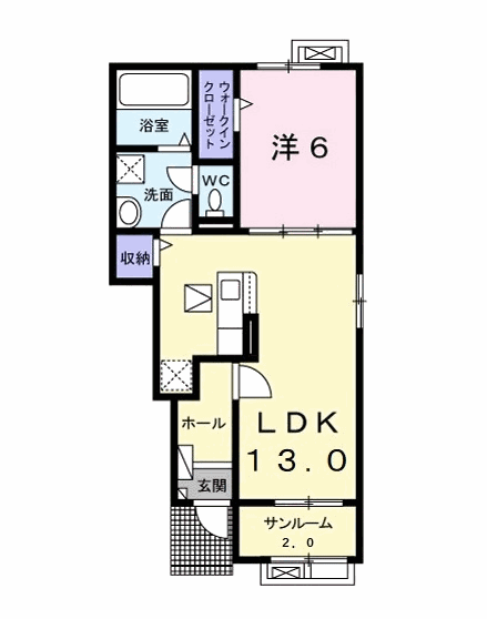 GRACE MOBARA A(1LDK/1階)の間取り写真