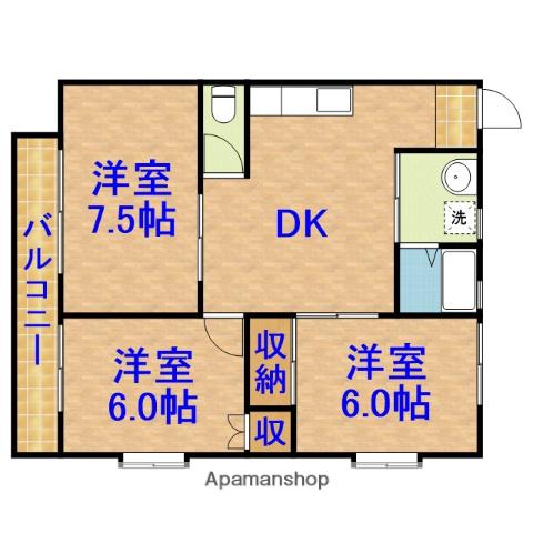 ハイツヤマダ(3DK/2階)の間取り写真