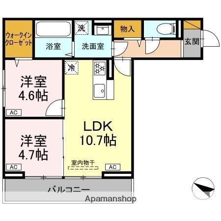 アヴァンスコート参番館(2LDK/3階)の間取り写真