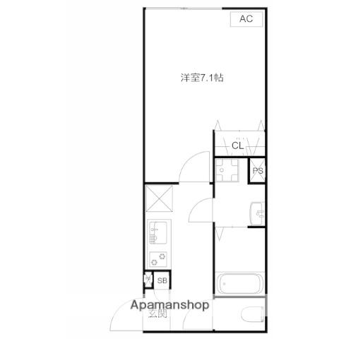 MQUARTO本千葉(1K/1階)の間取り写真