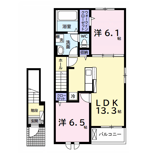 ペンタゴン(2LDK/2階)の間取り写真