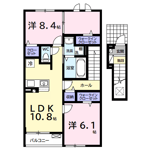 スリー・サークル(2LDK/2階)の間取り写真