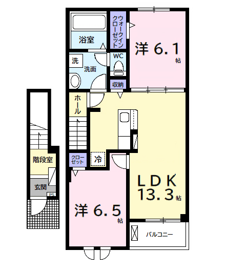 プレリュード(2LDK/2階)の間取り写真