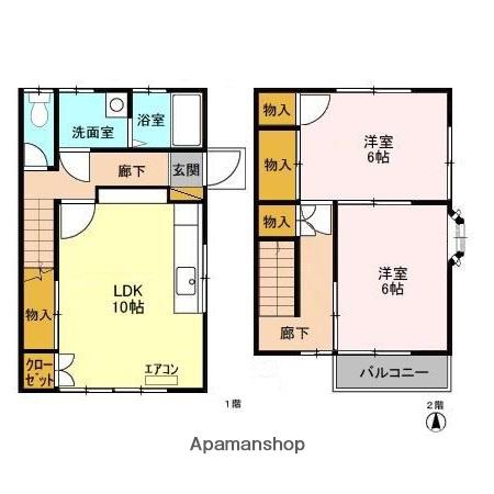ドリームハイツスズキ1(2LDK/1階)の間取り写真