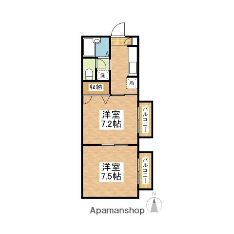 ハイツ石井A(2K/2階)の間取り写真