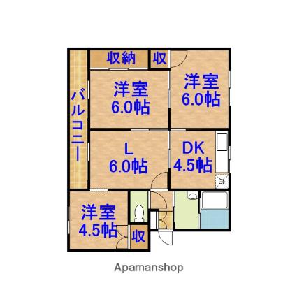 東郷マンション(3LDK/3階)の間取り写真