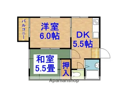 みきハイツ(2DK/1階)の間取り写真