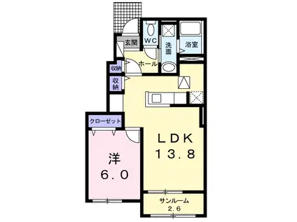 サニーレジデンス Ⅲ(1LDK/1階)の間取り写真
