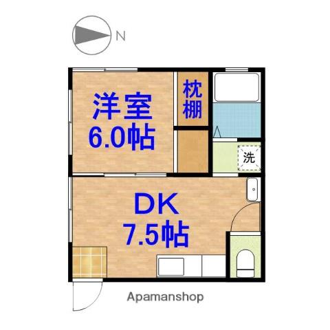YANAKA・Ⅱ(1DK/1階)の間取り写真