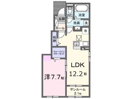 パレス ハンド Ⅳ(1LDK/1階)の間取り写真