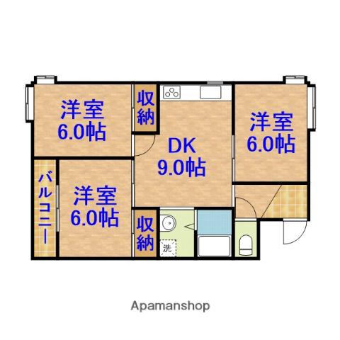 田間エクセルコートA棟(3DK/2階)の間取り写真