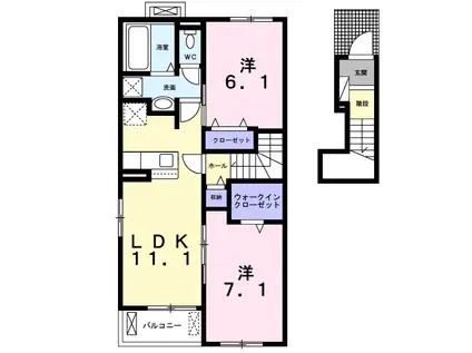 早野アパート4(2LDK/2階)の間取り写真