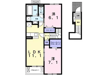 早野アパート4(2LDK/2階)の間取り写真
