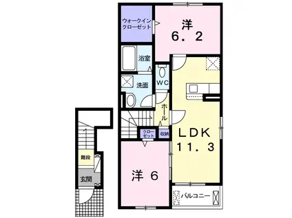 早野アパート3(2LDK/2階)の間取り写真