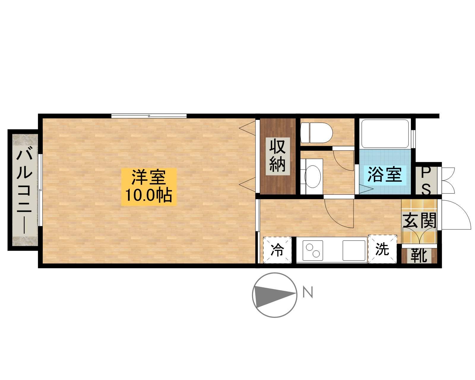 シャレー桜井新町 D棟(1K/2階)の間取り写真