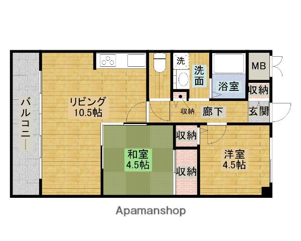 内房線 木更津駅 徒歩17分 6階建 築31年(2LDK/5階)の間取り写真