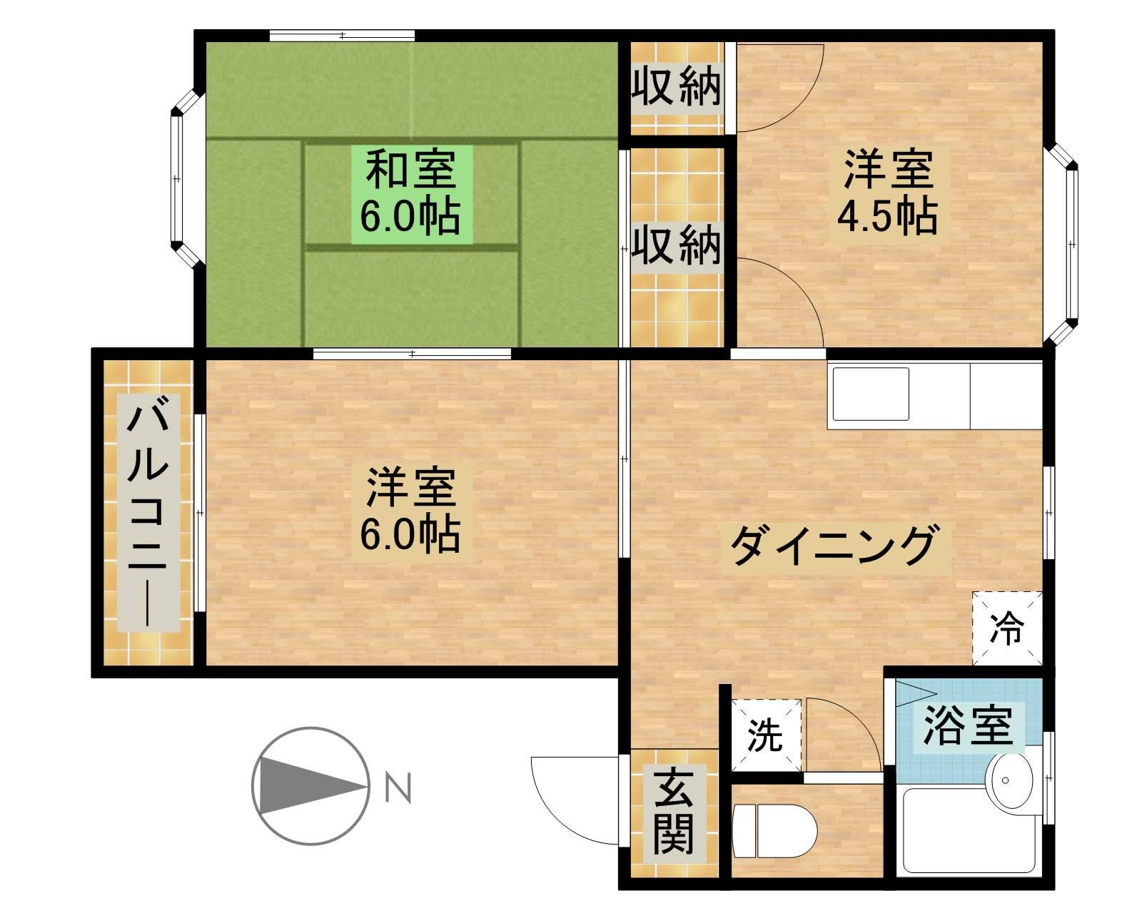 パルグレイスA(3DK/2階)の間取り写真