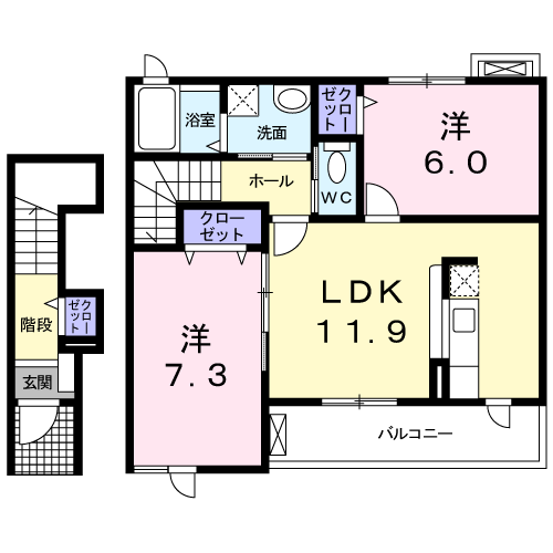 グランベルメゾン(2LDK/2階)の間取り写真