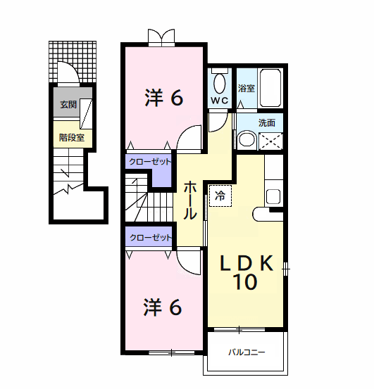 ハイツナリッシュ3(2LDK/2階)の間取り写真