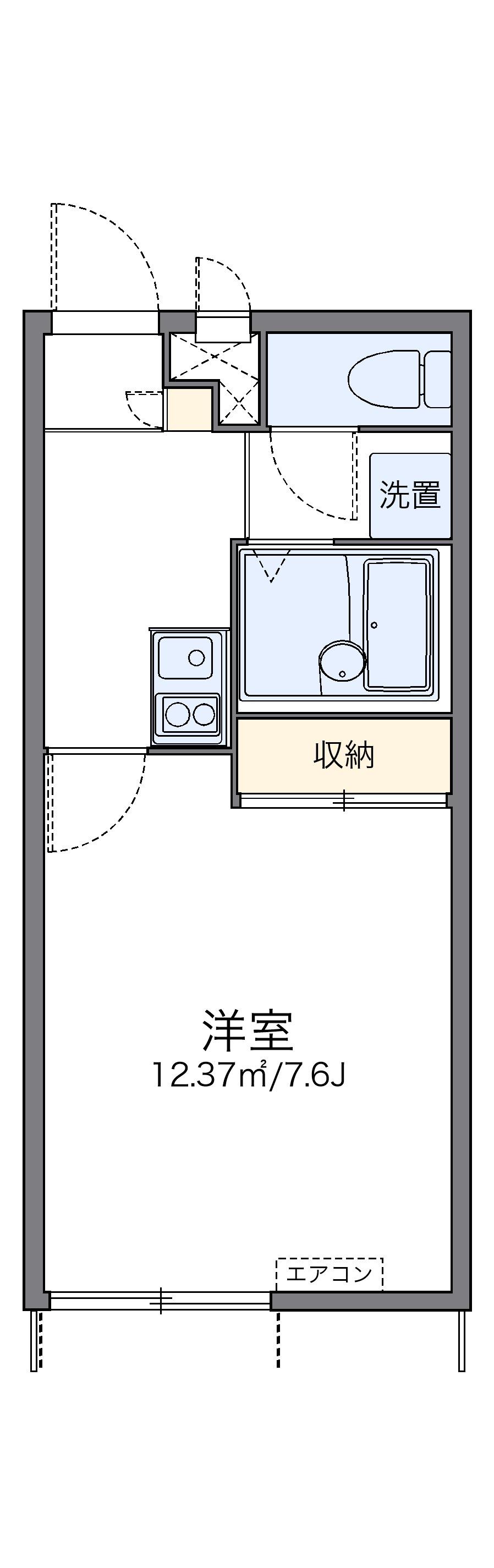 レオパレスハイラック(1K/1階)の間取り写真