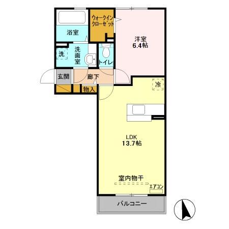 クレッシェンド(1LDK/2階)の間取り写真