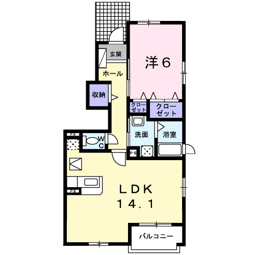 ベル・リバージュ(1LDK/1階)の間取り写真