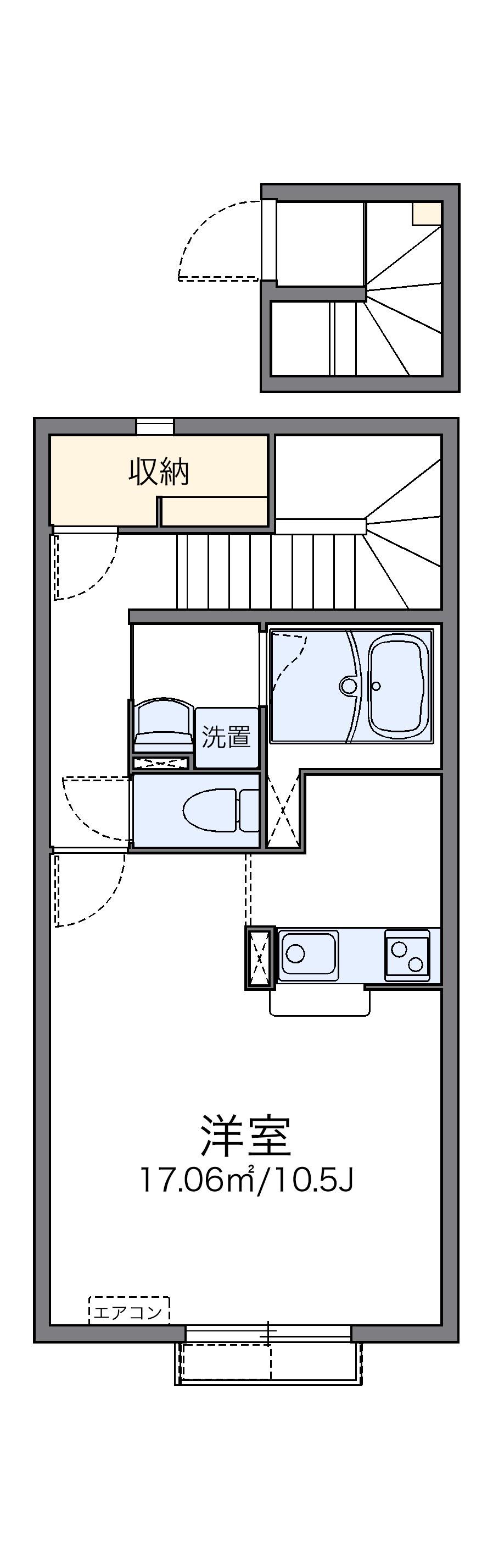 レオネクストドミール長須賀(1K/2階)の間取り写真