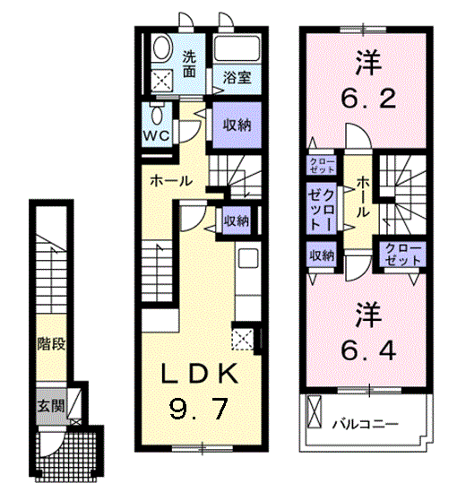 内房線 巌根駅 徒歩8分 3階建 築10年(2LDK/2階)の間取り写真