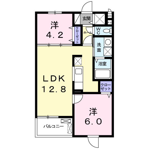 エスポワール ほたる野(2LDK/2階)の間取り写真