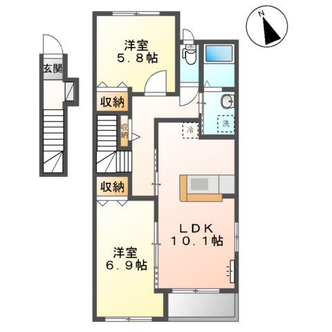 グレイシャス(2LDK/2階)の間取り写真