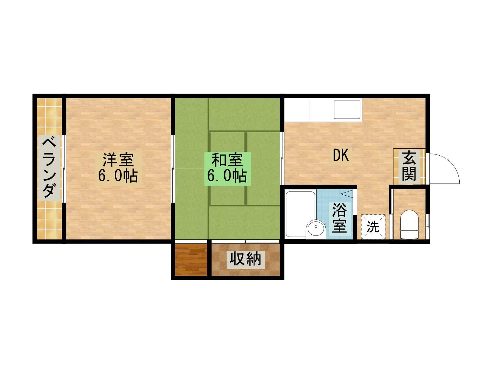 エスポワール畑沢(2K/2階)の間取り写真