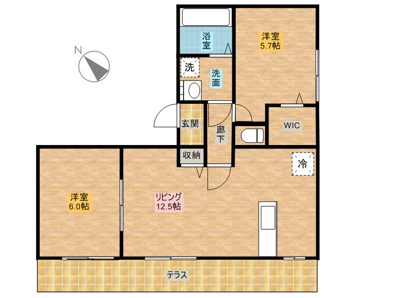 チェルニー(2LDK/2階)の間取り写真