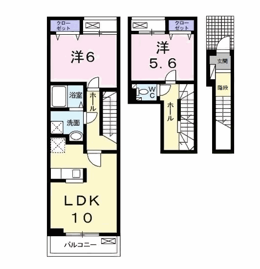 パレス ジェリカ Ⅲ A(2LDK/2階)の間取り写真